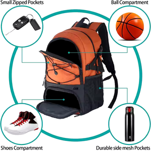 Mochila impermeable de baloncesto, informal, deportiva, para entrenamiento de gimnasia, ligera, de viaje, para equipo de fútbol juvenil - Product Image 3