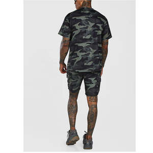 Ropa de entrenamiento de verano para hombre, ropa para correr, camiseta en blanco y conjunto corto, conjunto doble estampado para hombre, ropa informal transpirable de algodón - Product Image 2