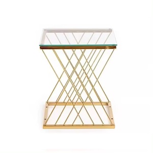 Vente en gros de produits personnalisés de luxe simples pour bar d'hôtel restaurant avec dessus en verre Offre Spéciale table basse d'appoint ronde en métal doré en acier inoxydable - Product Image 3