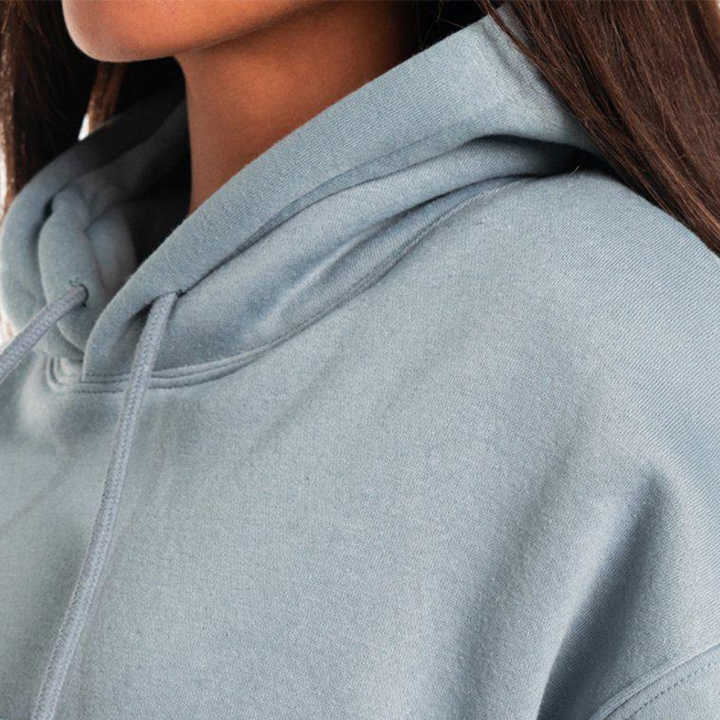 High Quality New Arrival Cotton Women Crop Top Hoodie 100% Cotton Long Sleeve Casual Clothing Fashion Crop Hoodies