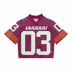 Fabricant personnalisé de maillot de football américain vintage en maille tricotée surdimensionnée col en V maillot en maille Boxy uniforme de football américain pour hommes - Product Image 1