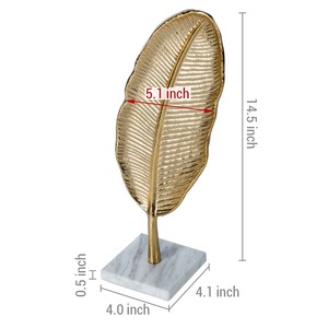 Sculpture en métal doré en forme de feuille, objet de table élégant pour la décoration de la maison, les événements, l'affichage et les cadeaux haut de gamme, en provenance d'Inde - Product Image 2