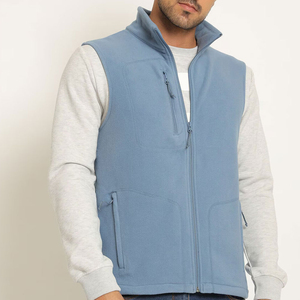100% Polyester Polaire Doublé Gilet Surdimensionné Sans Manches Soft Shell Veste Chaude Fermeture Éclair Vers Le Bas Gilet Survêtement avec Poches et Logo - Product Image 5