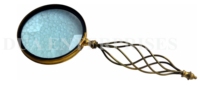 Handmade Gold Handheld Magnifier Optical Lens Nautical Design Twisted Handle Protect Eyes Art Collectible for Christmas