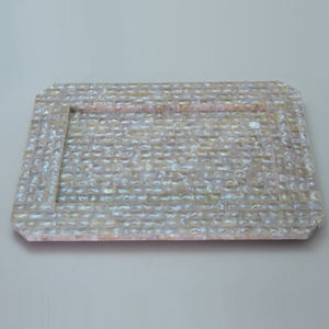 Bandeja de servicio con incrustaciones de hueso, bandeja otomana de madera con incrustación de resina de perla Madre de la India - Product Image 4