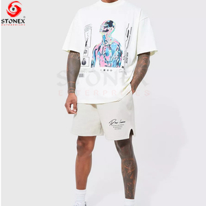 Custom Logo High Quality Cotton Sportswear <b>Track</b> Suit Set Breathable Private Label Men's <b>T</b> Shirt and Shorts - Product Image 5