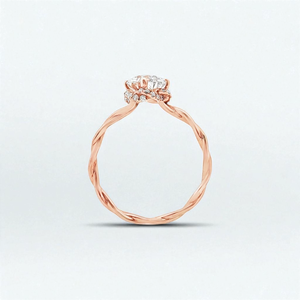 Bague en or massif 14 carats avec diamants de laboratoire | Bague de fiançailles et de mariage de luxe minimaliste - Product Image 6