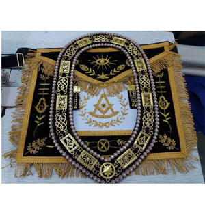 Tablier de maître maçon de la Grande Loge maçonnique avec collier à chaîne, design fait à la main, tablier de maître maçon royal maçonnique, tablier de pasteur de haute qualité - Product Image 1