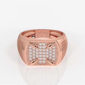 แหวนทองคำขาว 14K สำหรับผู้ชาย ประดับเพชรเพาะเลี้ยง สไตล์คลาสสิกหรูหรา - Product Image 6