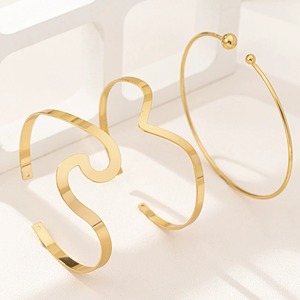 Elegante bracciale aperto in acciaio inossidabile con motivo d'onda in metallo avvolgente con bracciale regolabile con <span class=keywords><strong>braccio</strong></span> a <span class=keywords><strong>serpente</strong></span> gioielli di moda per strada - Product Image 6