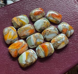 พลอยทองแดงหอยนางรมสีขาวธรรมชาติ10X14mm เทอร์ควอยซ์ทรงรีขัดเงาสูงพลอยหลังแบนหลวมสำหรับทำขายส่ง - Product Image 1