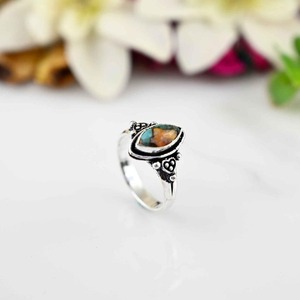 Anillo clásico joyería para mujer plata estilo bohemio joyería 925 plata esterlina turquesa piedra preciosa anillo hecho a mano regalo para esposa - Product Image 4