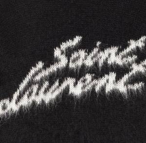 Pull en maille de mohair pour homme à col rond à manches longues avec logo personnalisé en gros, design jacquard, noir - Product Image 4