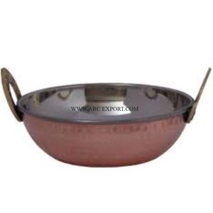 Lot de 2 cuivre plaqué martelé forme et taille personnalisées cuivre Kadhai mariage et restaurant cuisine alimentaire Kadhai prix bon marché - Product Image 4