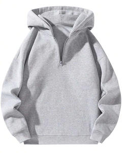 Sudadera con Capucha de Felpa para Hombre, Personalizada al por Mayor, Estilo Letterman, Media Cremallera, sin Cordones, Ajuste Holgado, 100% Algodón, Tejida - Product Image 1