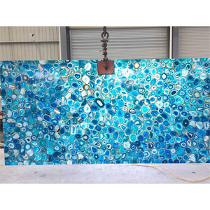 Dalles de pierre naturelle UNIONSTONE en agate bleue polie, semi-précieuses, translucides, pour la décoration intérieure - Product Image 2