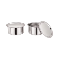 Récipient de cuisson et de stockage classique en acier inoxydable de qualité alimentaire, fond rond, avec couvercle plat, écologique, pour la cuisine à domicile