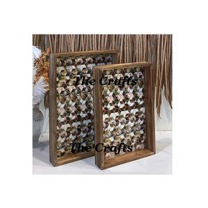 Plateau de service en bois avec poignées en acier inoxydable Plateau de service exclusif de chocolats de qualité aux prix les plus bas - Product Image 4