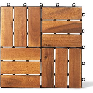 Carreaux de terrasse modernes en bois d'acacia 300x300x24mm sans nœuds avec finition à l'huile pour sol extérieur - Product Image 3