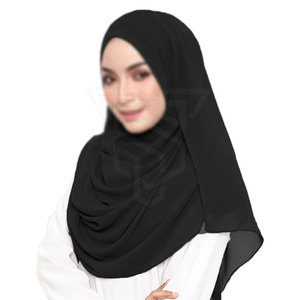 ฮิญาบยาวมุสลิมสำหรับผู้หญิงฮิญาบยาวมุสลิมเสื้อผ้าอิสลามสีดำล้วนแบบลำลองไซส์ใหญ่พิเศษ - Product Image 5
