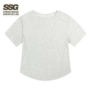 T-shirt corta estiva da donna slim fit, tinta unita, girocollo, manica corta, <span class=keywords><strong>top</strong></span> alla moda con dettaglio a spina di pesce - Product Image 4