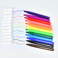 Ensemble de 12 marqueurs à eau pour enfants, couleurs variées, non toxiques, à base d'eau, pointe feutre, pour dessin, OEM ODM, logo personnalisé, papeterie