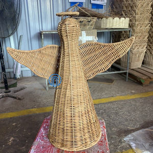 Figurine d'ange en rotin artisanal, décoration de Noël en osier tissé à la main, haute qualité, vente en gros d'usine OEM ODM - Product Image 2