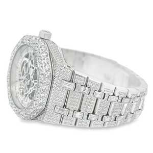 Edición limitada Movimiento automático de lujo Moissanite Diamond Watch Full White Iced Acero inoxidable Esqueleto Baguette Diseño 20mm - Product Image 2