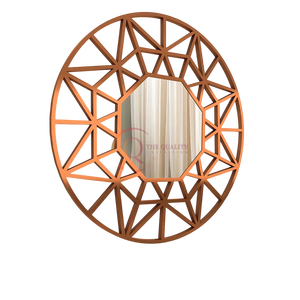 กระจกติดผนังกรอบเรขาคณิตสำหรับตกแต่งห้องนอนและห้องนั่งเล่นโลหะสีทองแดง - Product Image 1