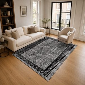 RUGS DEPOT LXDP-0194 Wholesale Charcoal Grey Marble Effect Digital Printed Machine Washable Chenille Area Rug Non <b>Slip</b> - Product Image 2