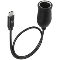 Adaptador USB C a encendedor de cigarrillos, enchufe macho USB tipo C de 20V a cable adaptador de encendedor de cigarrillos para cámara de salpicadero, GPS, luz Led de coche