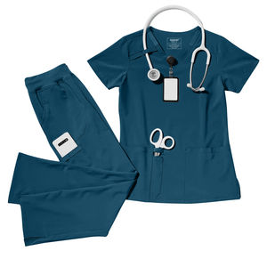 Conjunto de uniforme médico profesional con camiseta de manga corta y pantalones de pierna recta diseñado para la comodidad del trabajo en el sector sanitario y la circulación del aire. - Product Image 6