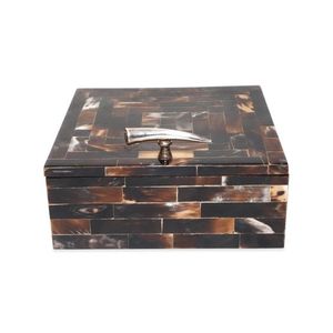 Juego de 2 cajas de joyería con patrón geométrico Beige de alta calidad, trabajo único con incrustaciones de hueso con acabado pulido para almacenamiento de joyas - Product Image 5