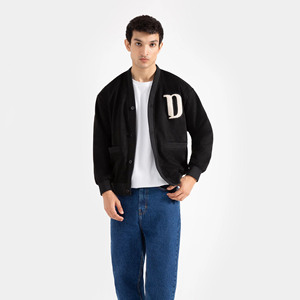 Chaqueta universitaria de alta calidad personalizada con cuello levantado, Mangas de lona de lana de invierno, Parche de chenilla bordado, capucha, patrón de letras - Product Image 4