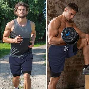 Pantalones Cortos Deportivos 2 en 1 de Poliéster de Secado Rápido para Hombre, Compresión para Exteriores, Ajustados, para Correr, con Estampado por Sublimación - Product Image 5