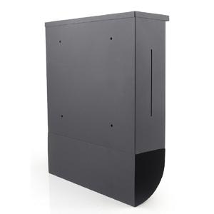Boîte aux lettres moderne noire avec compartiment à journaux autoportant en aluminium et acier pour utilisation en jardin - Product Image 6