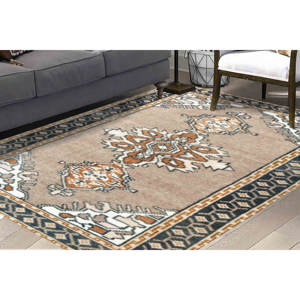 Tapis imprimé à motifs ethniques marron pour la décoration de la maison, tapis fin non tissé - Product Image 1