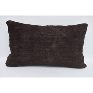 Sutil rayas marrón lana Kantha Patchwork almohada 12x20 pulgadas tejido Vintage bordado estampado patrón para sala de estar uso en el suelo - Product Image 1