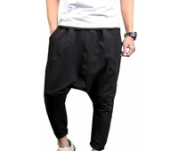 Pantalon de survêtement homme 2024, coupe large, entrejambe bas, 100% coton noir, respirant, coupe-vent, séchage rapide, idéal hiver – Nouvelle collection très demandée