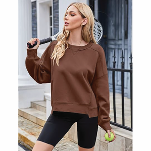 OEM personalizado sudadera de algodón de gran tamaño de las mujeres Casual de manga larga de cuello redondo Jersey de uso diario al por mayor sudaderas con capucha - Product Image 2