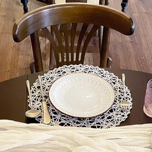 Unique Circular Shaped Natural Non-Slip Heat Resistant <b>White</b> Paper Placemat Indoor Outdoor <b>Dining</b> <b>Table</b> Beautiful Braided Design - Product Image 6
