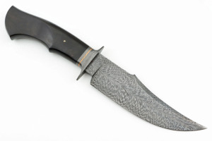 Custom Handmade San Mai Damascus Steel <b>Feather</b> Pattern Blade <b>Black</b> Wood Handle Hunting Bowie Knife Camping Knife Outdoor Knives - Product Image 3