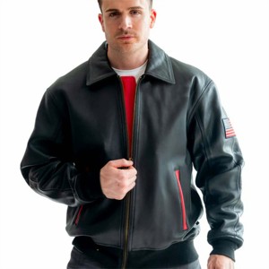 Stylish and Durable <b>Men's</b> Leather Flight <b>Jacket</b> with Vintage Aviator Look and Heavy-Duty Construction - Ideal for Winter - Product Image 1