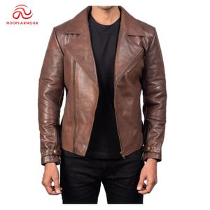 Chaqueta de cuero cortavientos con logotipo personalizado Chaquetas de moda de invierno para hombres Chaquetas de motorista de cuero de cordero real Unisex - Product Image 1