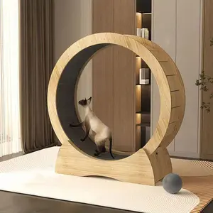Tapis roulant de roue d'exercice de chat en cours d'exécution-Roue de tapis roulant d'exercice de chat de couleur naturelle pour chats d'intérieur