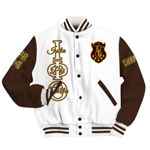 Iota Phi Theta 1963 Chaqueta universitaria de estilo universitario Letterman Brown Gold Greek Life Apparel Fraternity Heritage Wear - Product Image 2