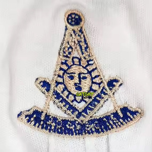 Guantes blancos con bordado masónico personalizado Guante de masón de algodón Guantes masónicos blancos con logotipo de Arco Real de alta calidad - Product Image 6
