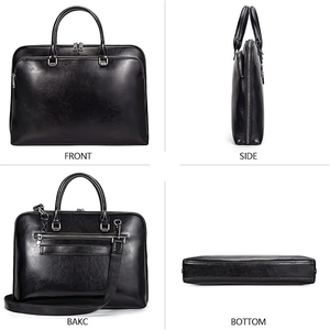 Vente en gros de mallette en cuir véritable pour hommes et femmes Noir Grande capacité Sac d'ordinateur portable robuste Sac à main de créateur Logo personnalisé OEM - Product Image 5