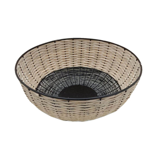 Cesta de hierro/caña de nuevo diseño en forma redonda con acabado Natural para mesa, sala de estar, cesta de almacenamiento de verduras - Product Image 1