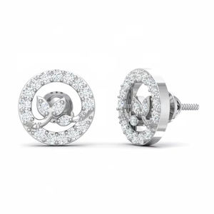 Boucles d'oreilles classiques en forme de couronne, en argent sterling 925 plaqué rhodium, avec un charme en diamant moissanite, 36 diamants taille brillant, 0,20 CTW - Product Image 2